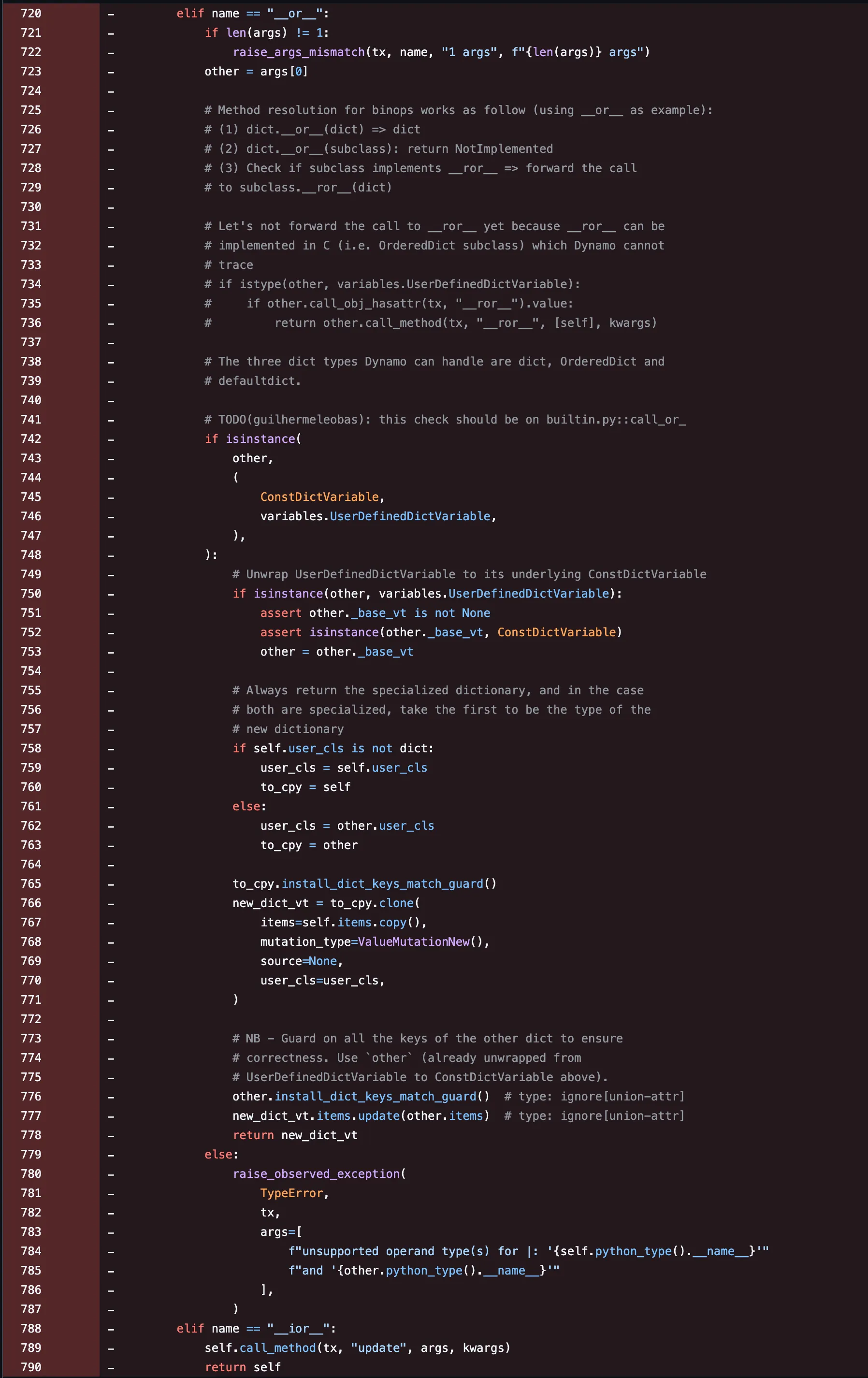 Dynamo ad-hoc impl. of dict.or