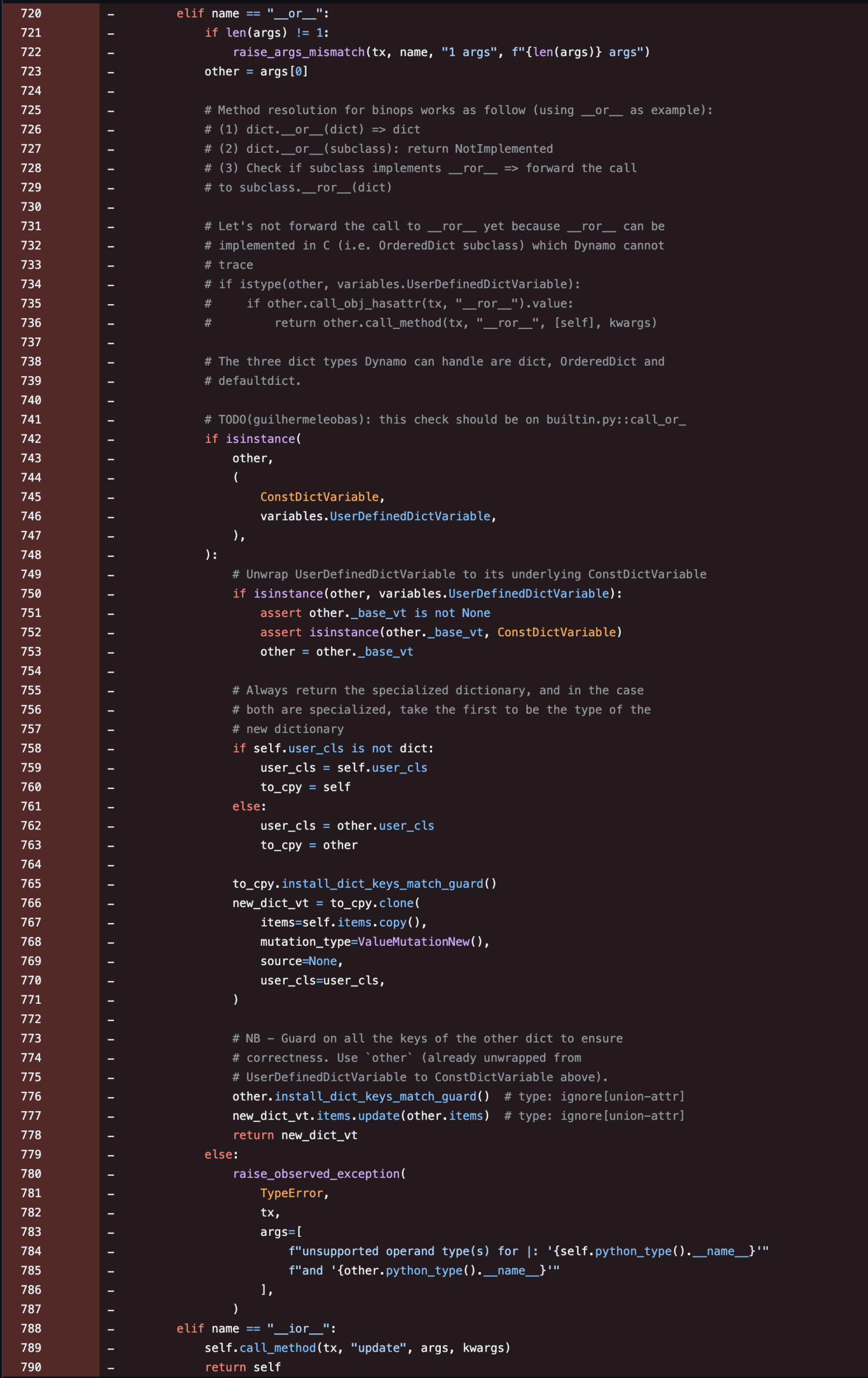 Dynamo ad-hoc impl. of dict.__or__